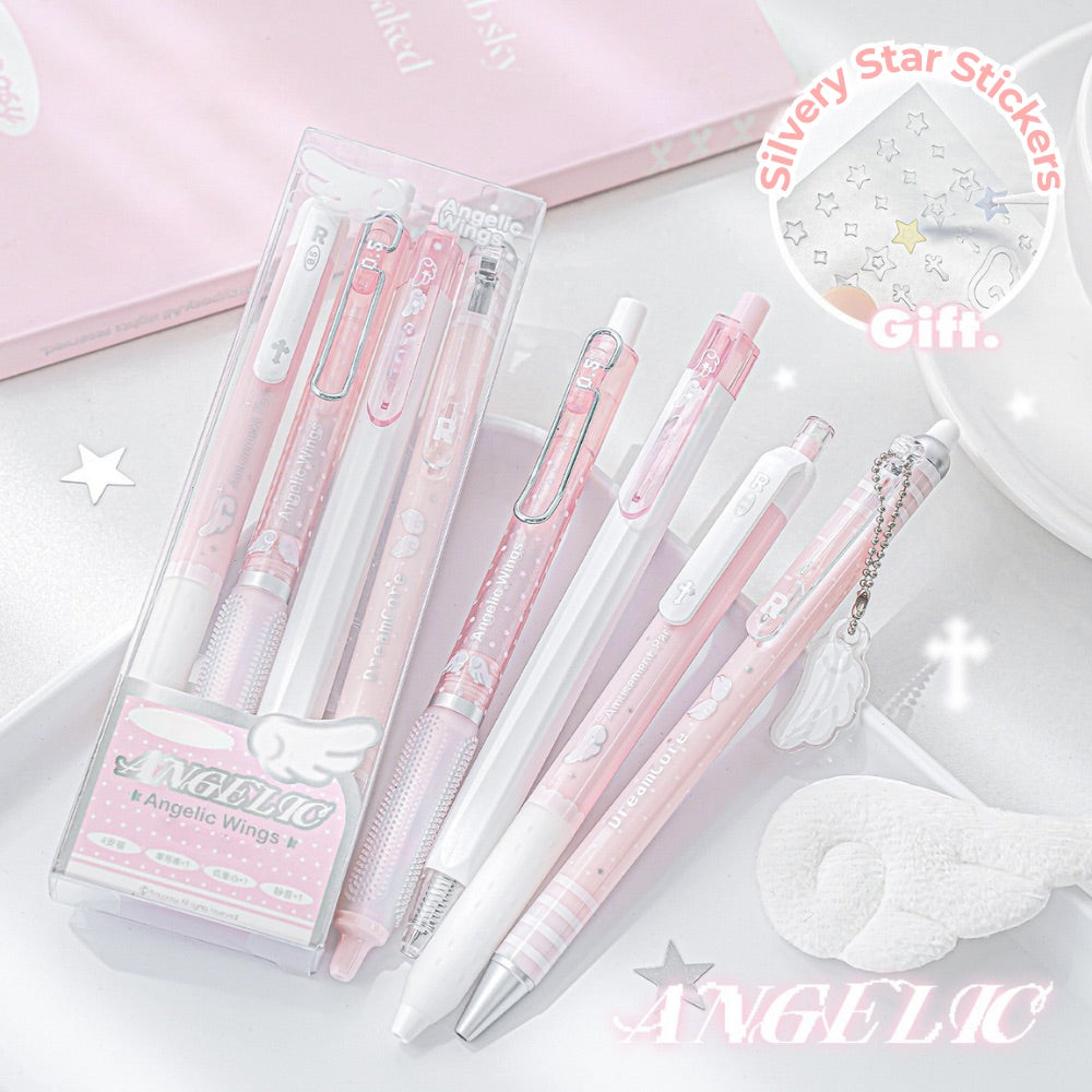 Angelic Shimmer Gel Pens Set – 4 pcs/0.5mm Nib/Black Ink
