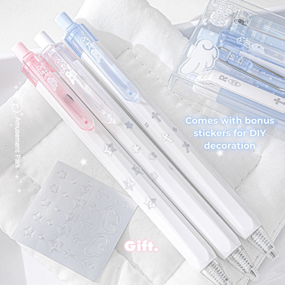 Angelic Shimmer Gel Pens Set – 4 pcs/0.5mm Nib/Black Ink