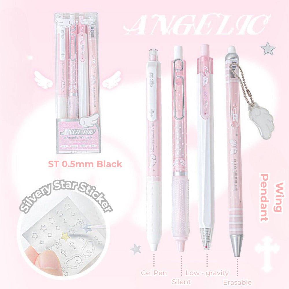 Angelic Shimmer Gel Pens Set – 4 pcs/0.5mm Nib/Black Ink