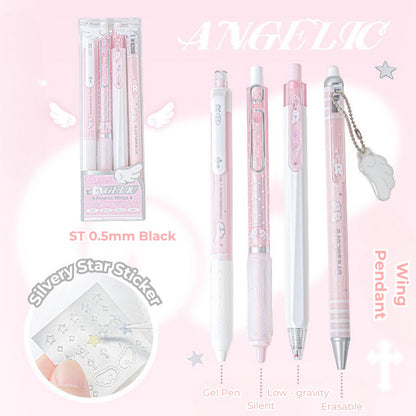 Angelic Shimmer Gel Pens Set – 4 pcs/0.5mm Nib/Black Ink