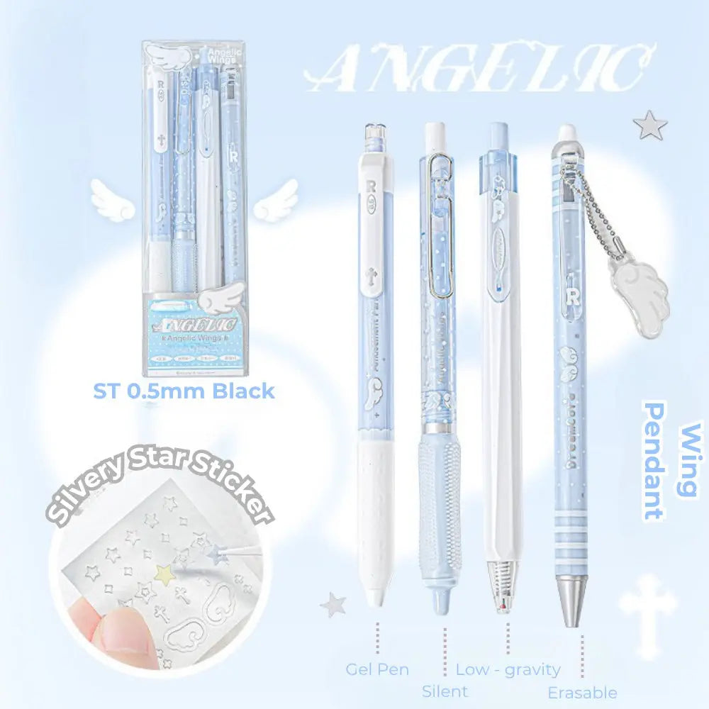 Angelic Shimmer Gel Pens Set – 4 pcs/0.5mm Nib/Black Ink ChicChoi