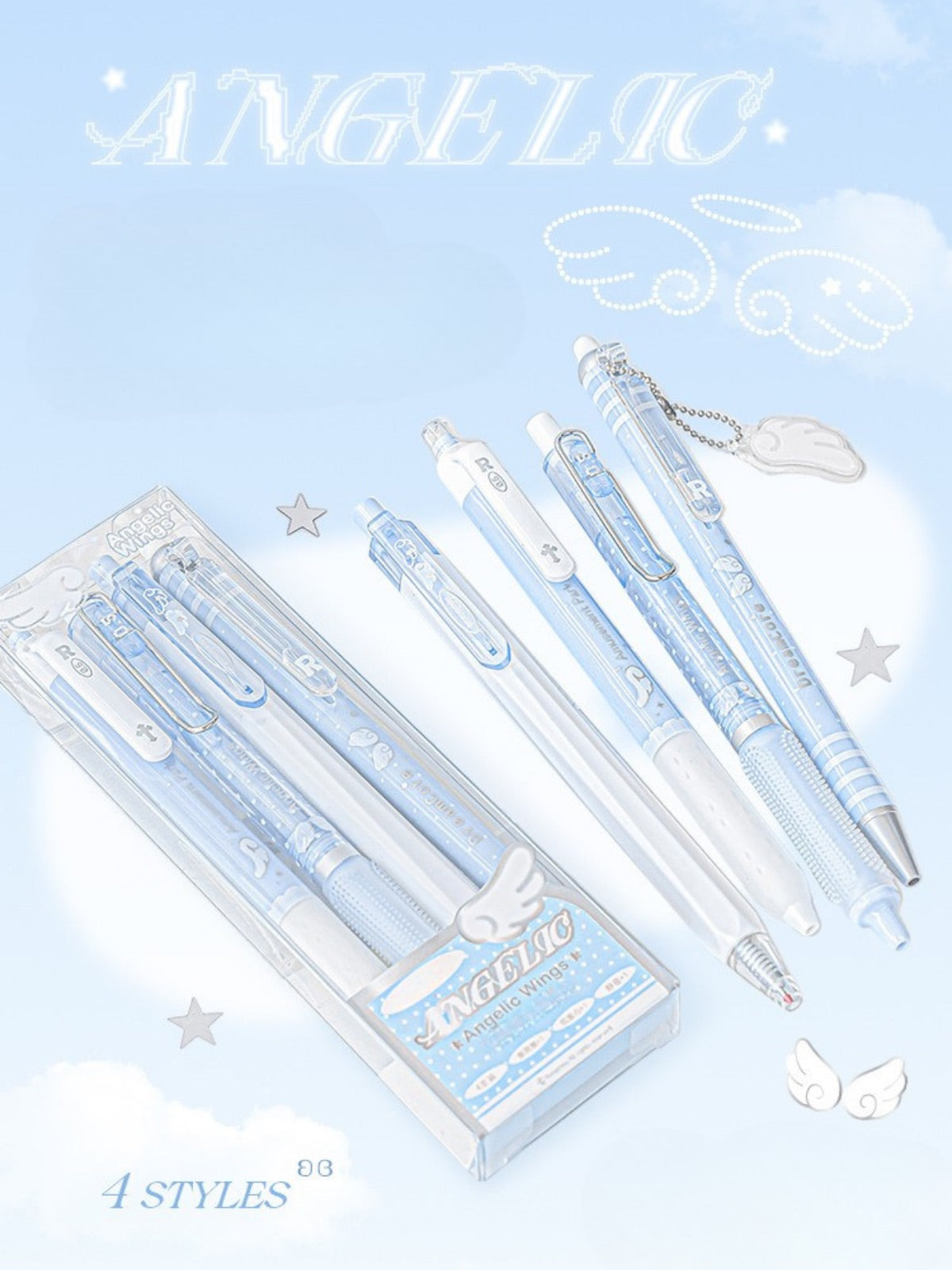 Angelic Shimmer Gel Pens Set – 4 pcs/0.5mm Nib/Black Ink