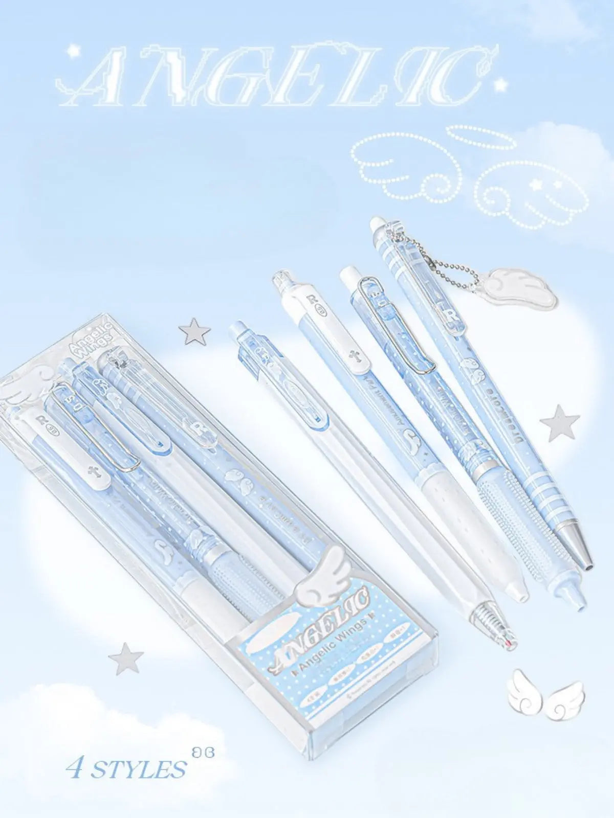 Angelic Shimmer Gel Pens Set – 4 pcs/0.5mm Nib/Black Ink ChicChoi