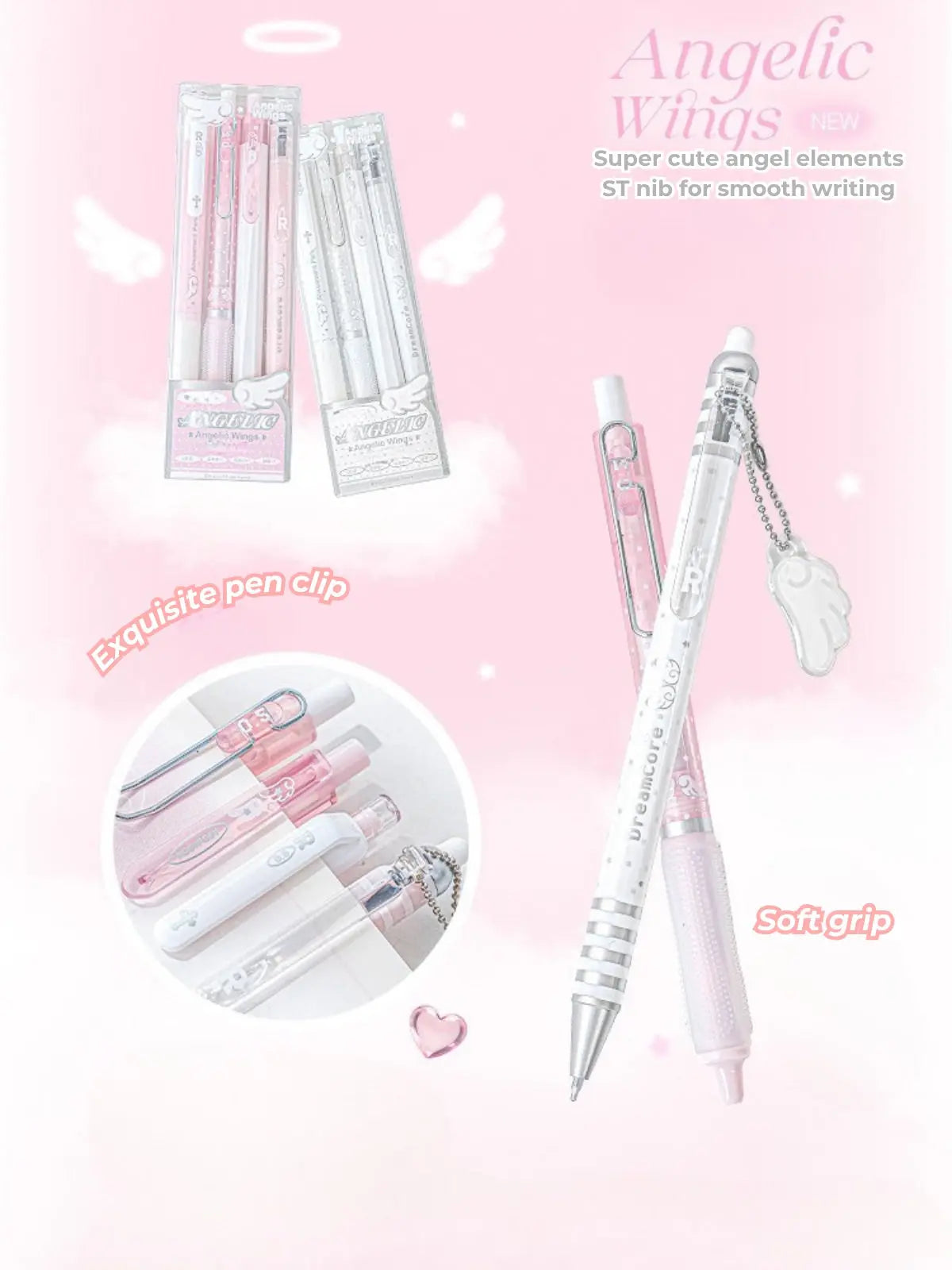 Angelic Shimmer Gel Pens Set – 4 pcs/0.5mm Nib/Black Ink ChicChoi