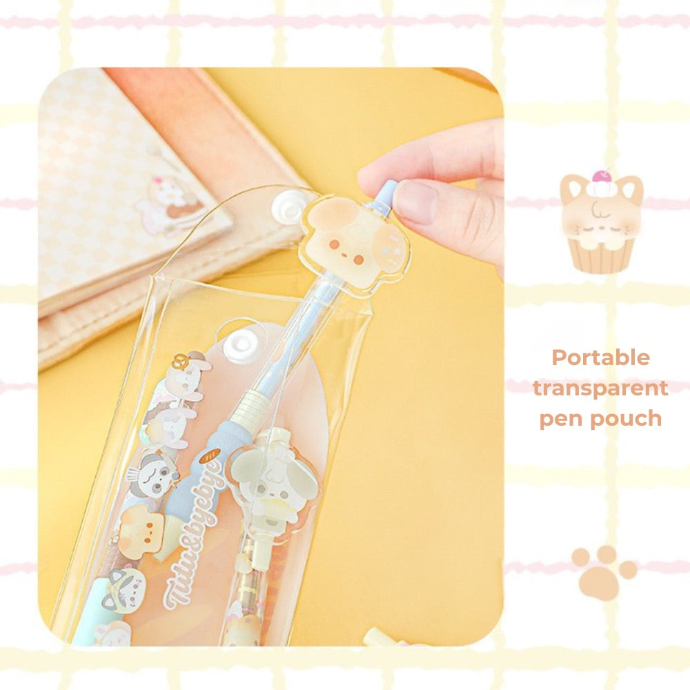 BakeryThemed Pen Set – 8pcs Cute Gel Pens with Stickers & PVC Pouch