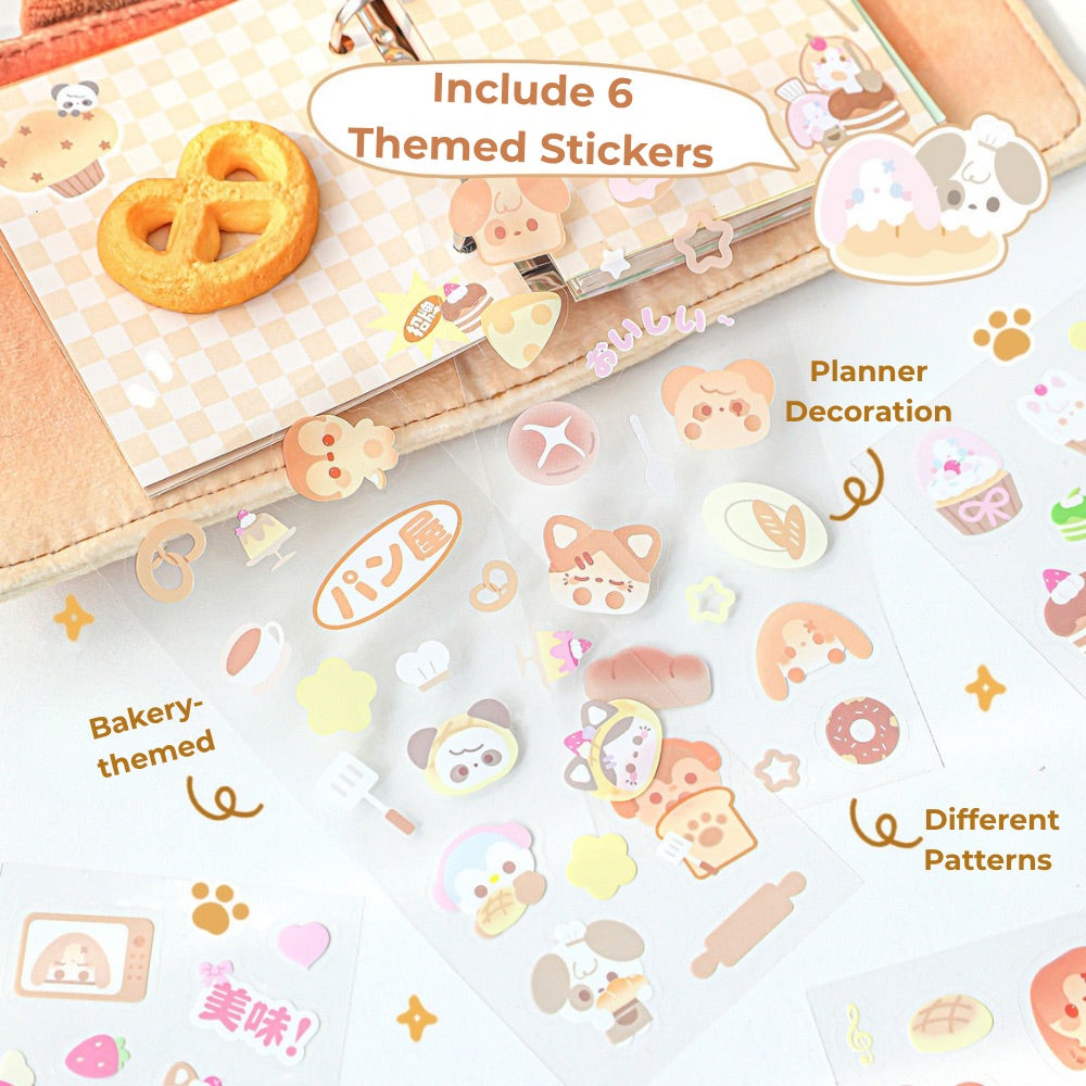 BakeryThemed Pen Set – 8pcs Cute Gel Pens with Stickers & PVC Pouch