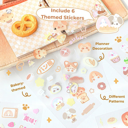 BakeryThemed Pen Set – 8pcs Cute Gel Pens with Stickers & PVC Pouch