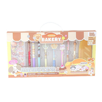 BakeryThemed Pen Set – 8pcs Cute Gel Pens with Stickers & PVC Pouch