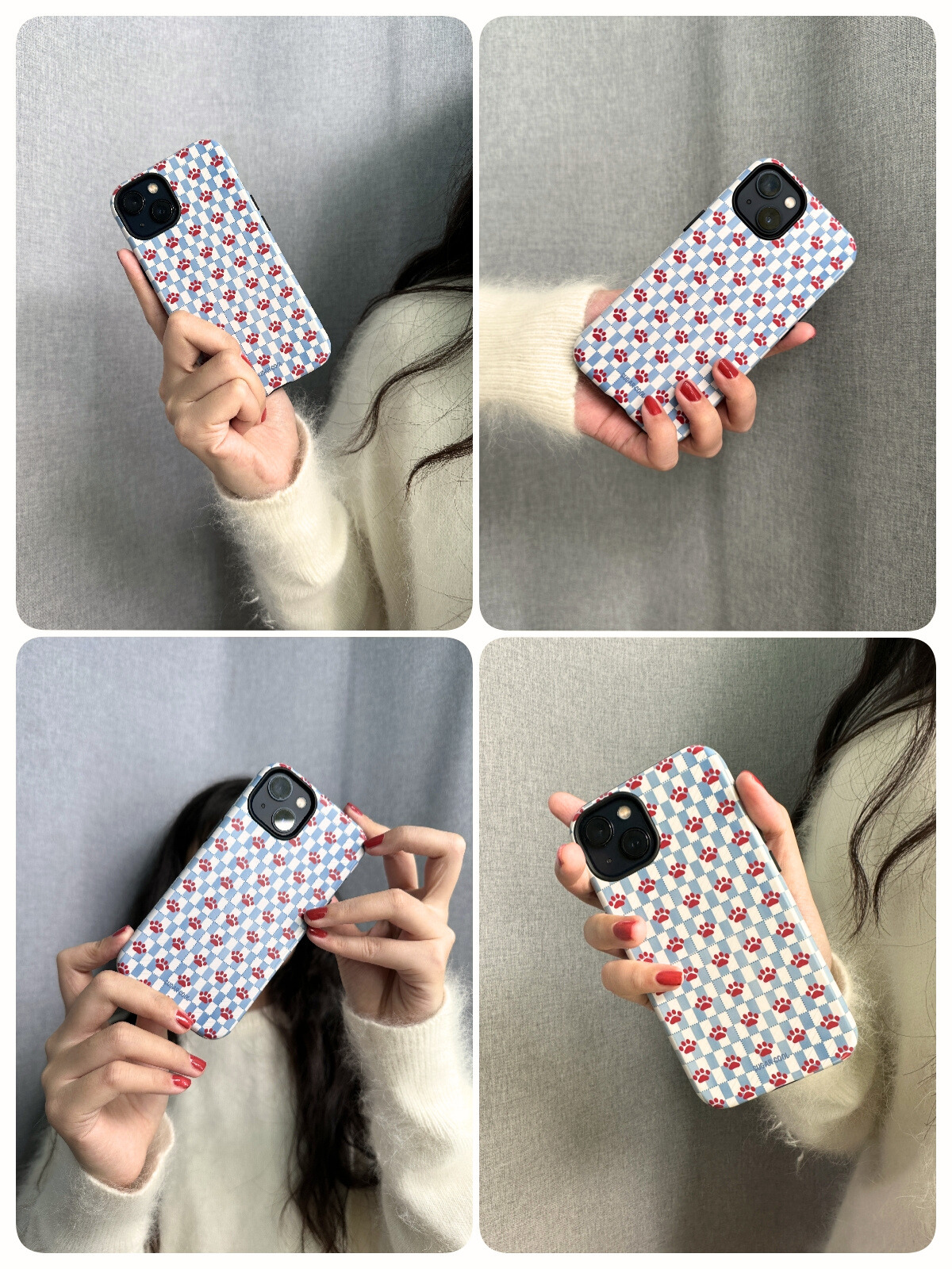 Retro Cat Paw Double Layer Film Shell Phone Case