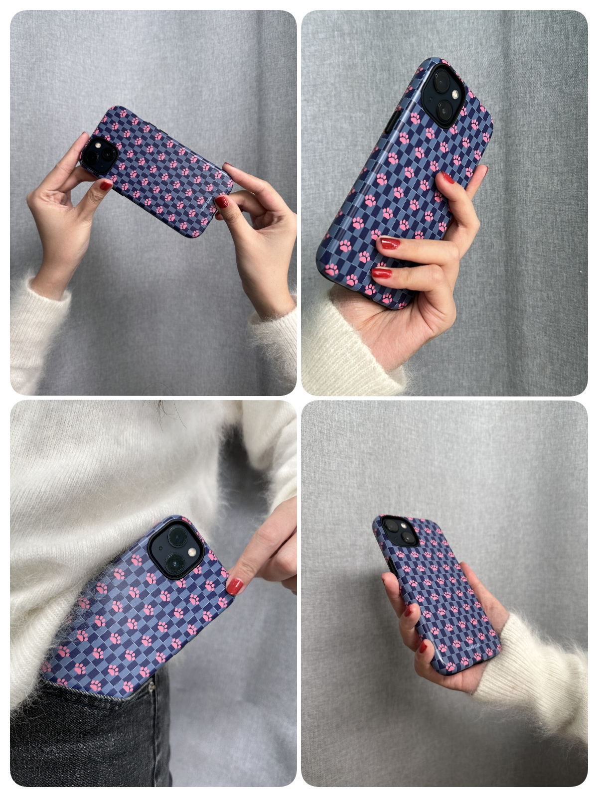 Retro Cat Paw Double Layer Film Shell Phone Case