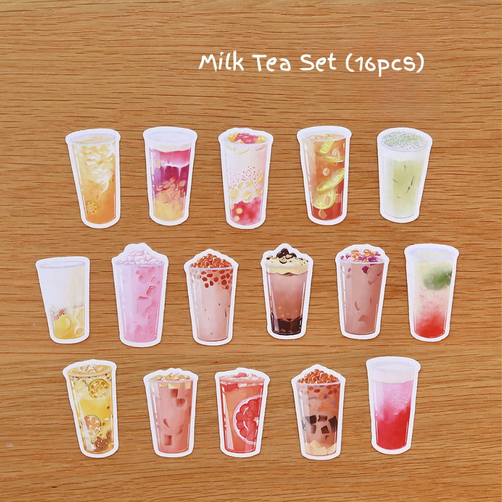Coffee & Milk Tea Illustration PVC Matte Film Sticker Pack