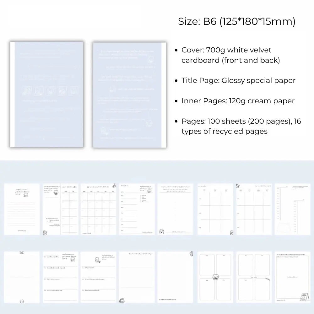 2026 Comic Cat B6 Bullet Journal Planner ChicChoi