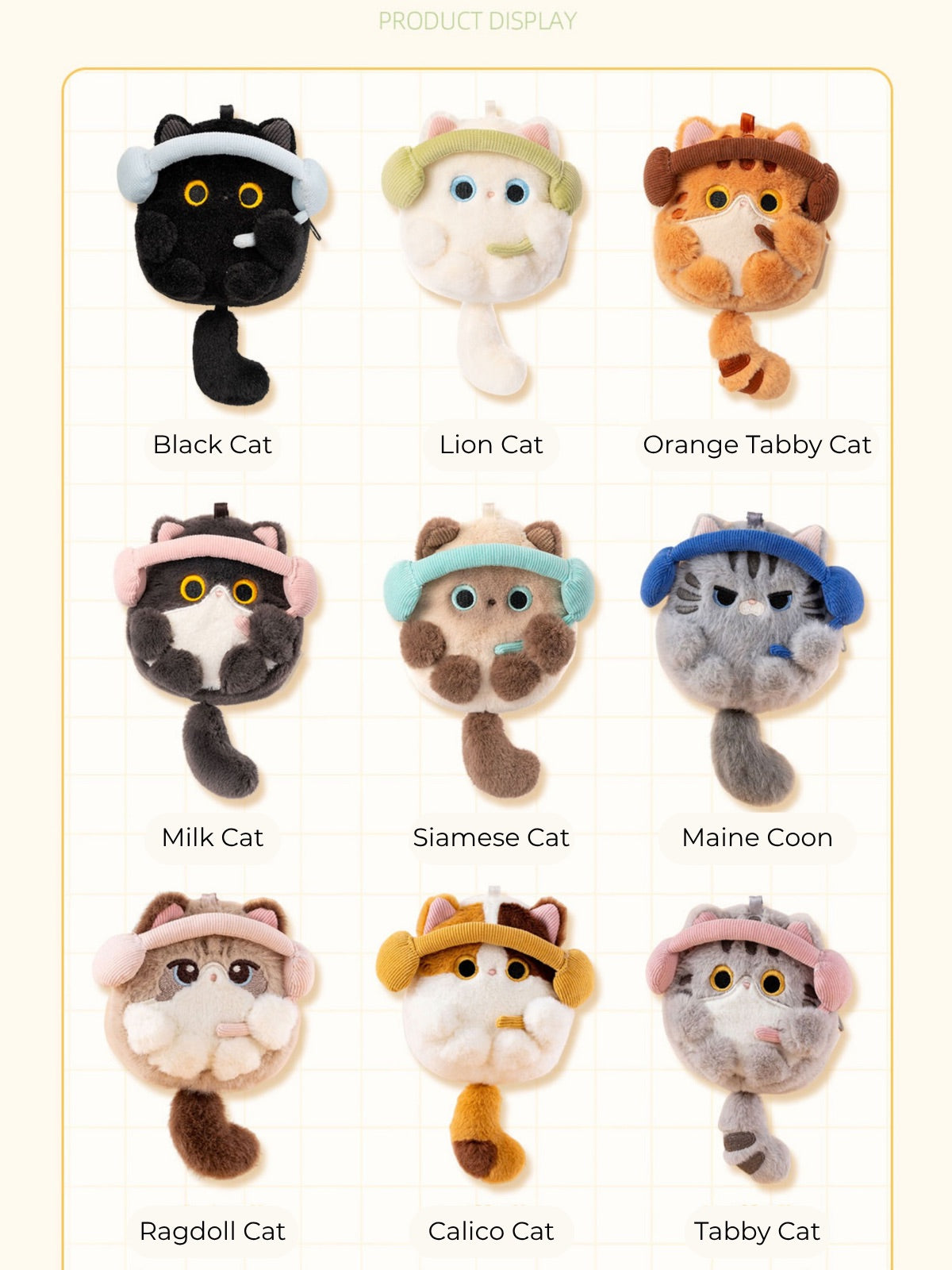 Original Cute Cat Earphone Case/Coin Pouch/Plush Kitty Charms
