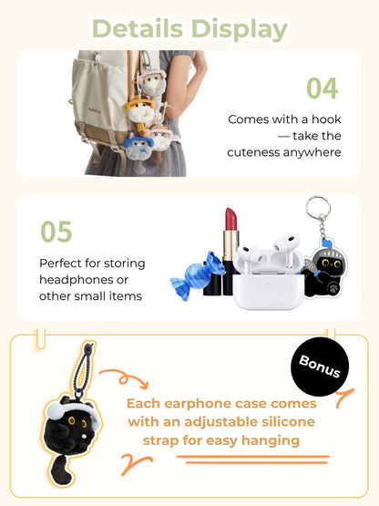 Original Cute Cat Earphone Case/Coin Pouch/Plush Kitty Charms