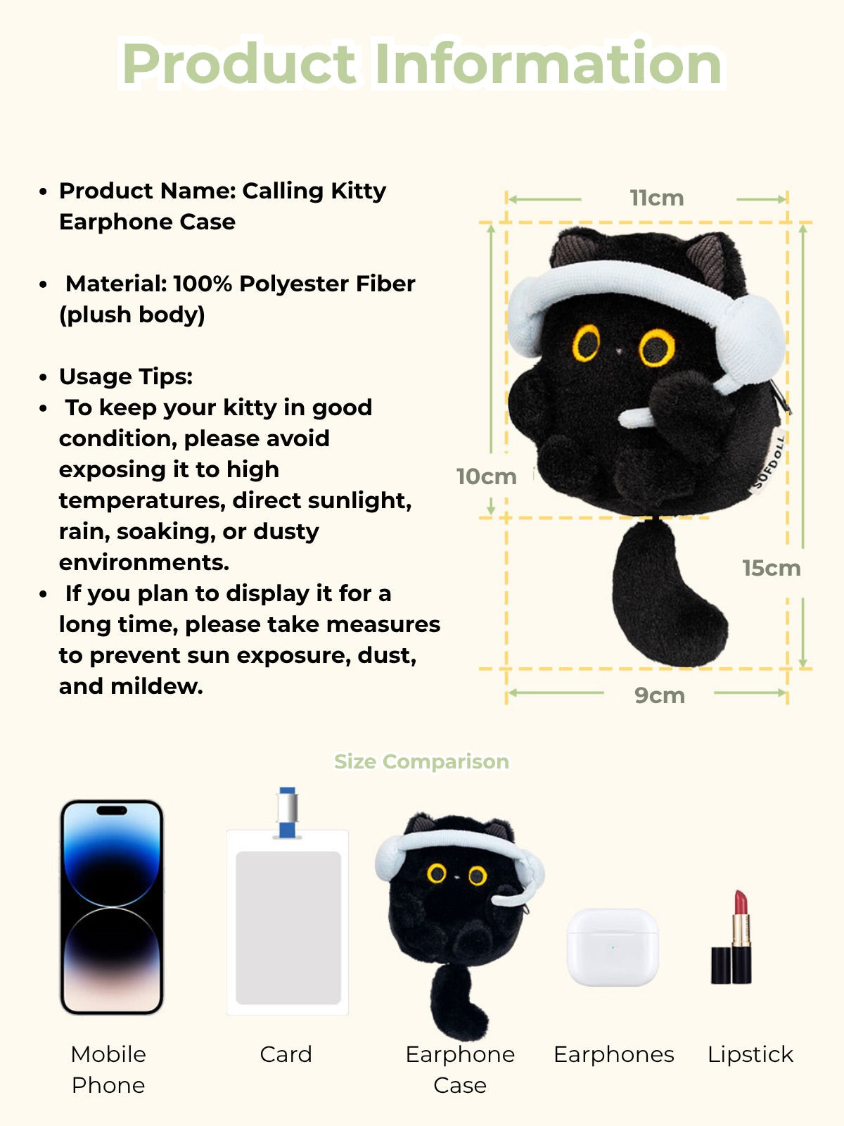 Original Cute Cat Earphone Case/Coin Pouch/Plush Kitty Charms