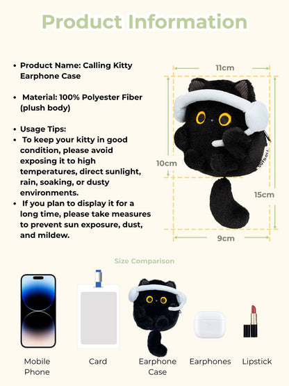 Original Cute Cat Earphone Case/Coin Pouch/Plush Kitty Charms