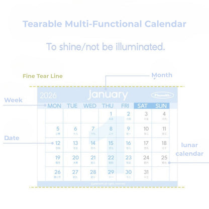 Everyday Accordion Calendar – 2026 Foldable Planner & Memo Pad