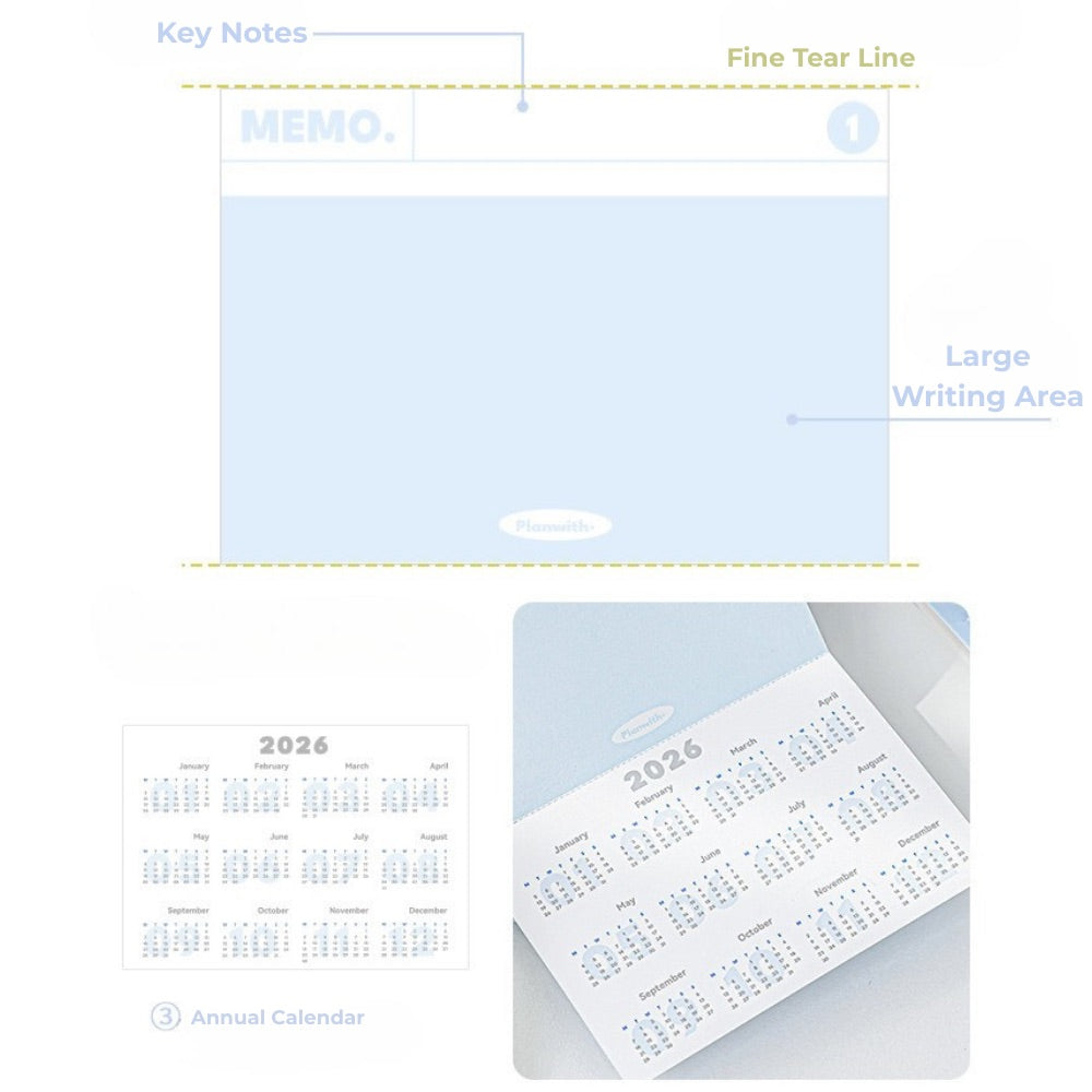 Everyday Accordion Calendar – 2026 Foldable Planner & Memo Pad