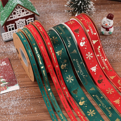 Festive Gold-Stamped Christmas Ribbon