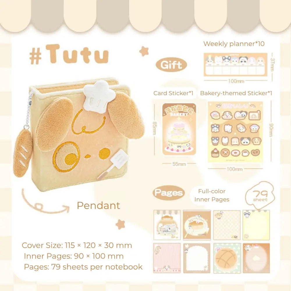 Fluffy Bakery Mini Notebook – Plush Pocket Sized Planner