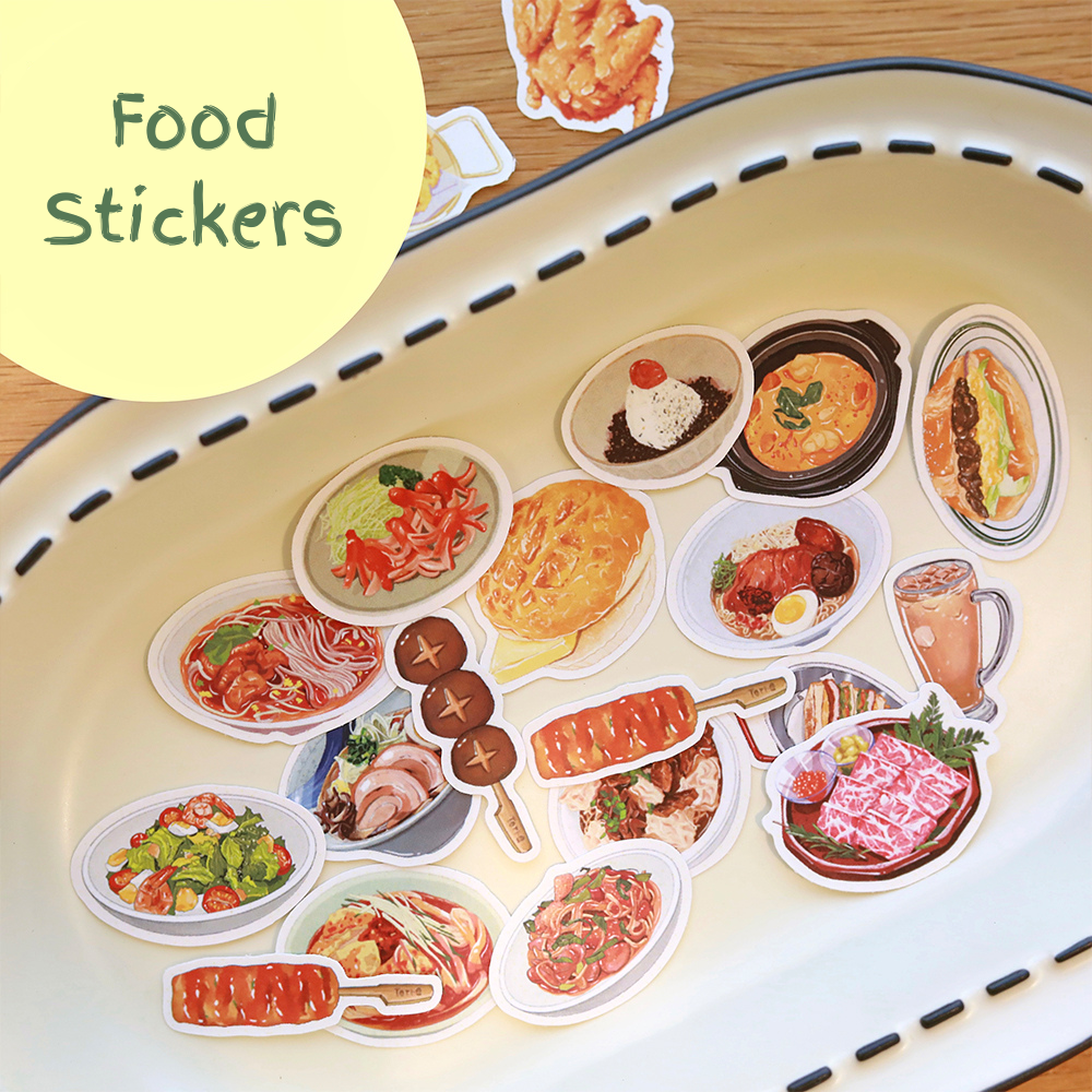 Food Illustration PVC Matte Film Sticker Pack