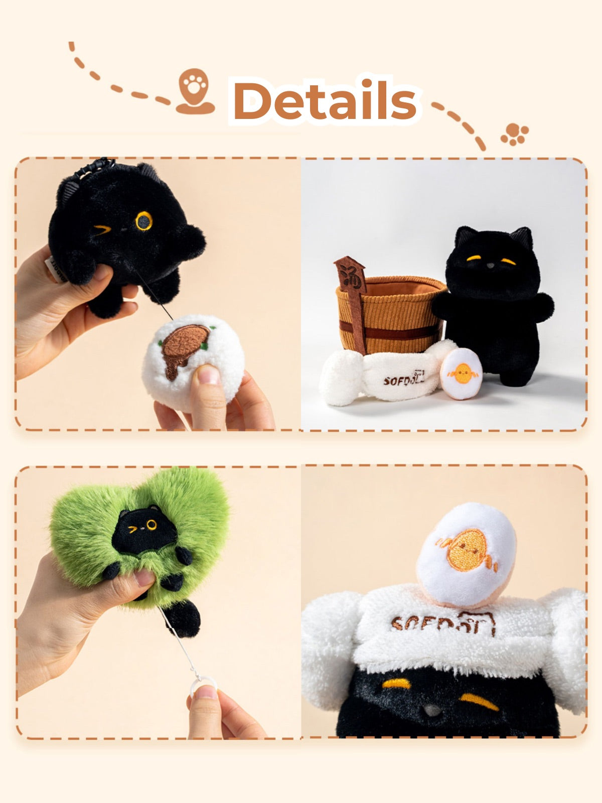 HanHan Cat Holiday Plush Charm – Cute Travel Cat Keychain Toy Gift