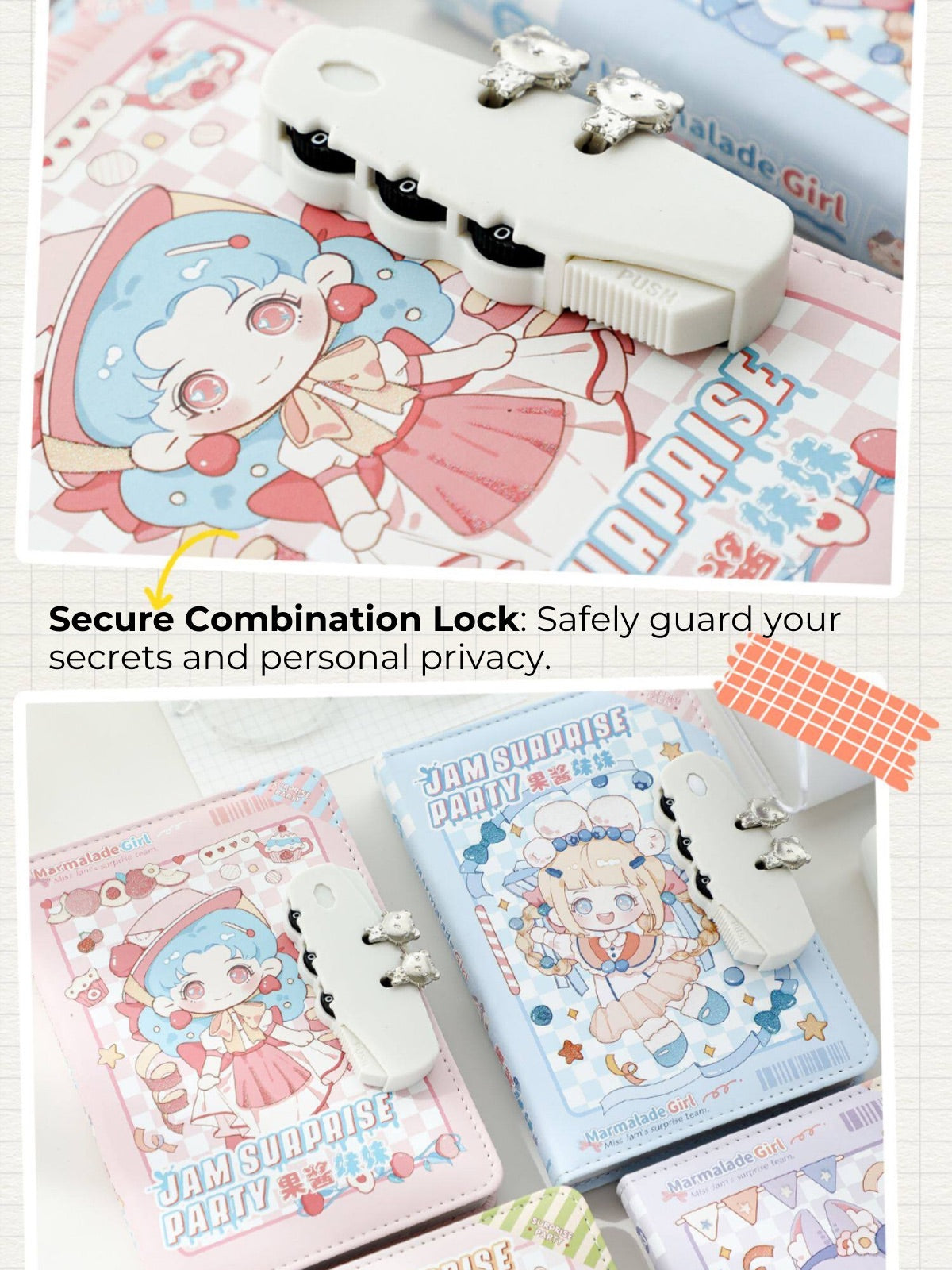 Jam Party Lockable Private Journal – Full-Color Illustrated Notebook