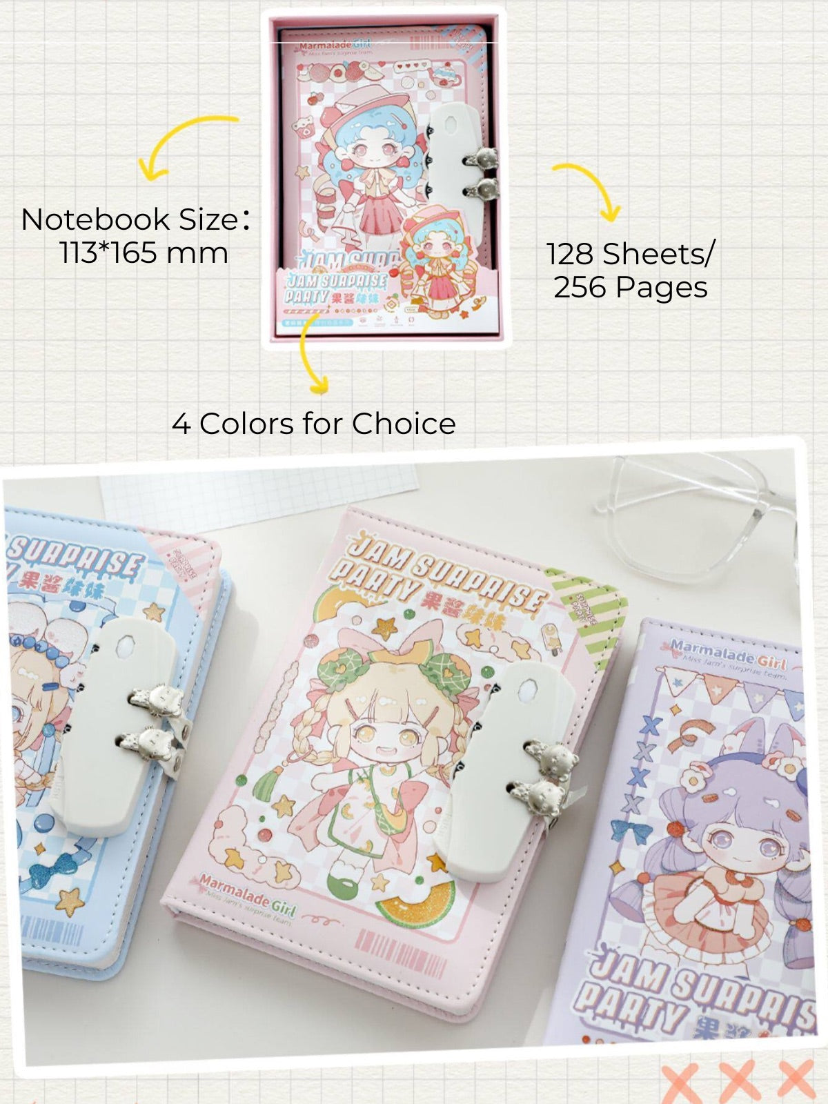 Jam Party Lockable Private Journal – Full-Color Illustrated Notebook