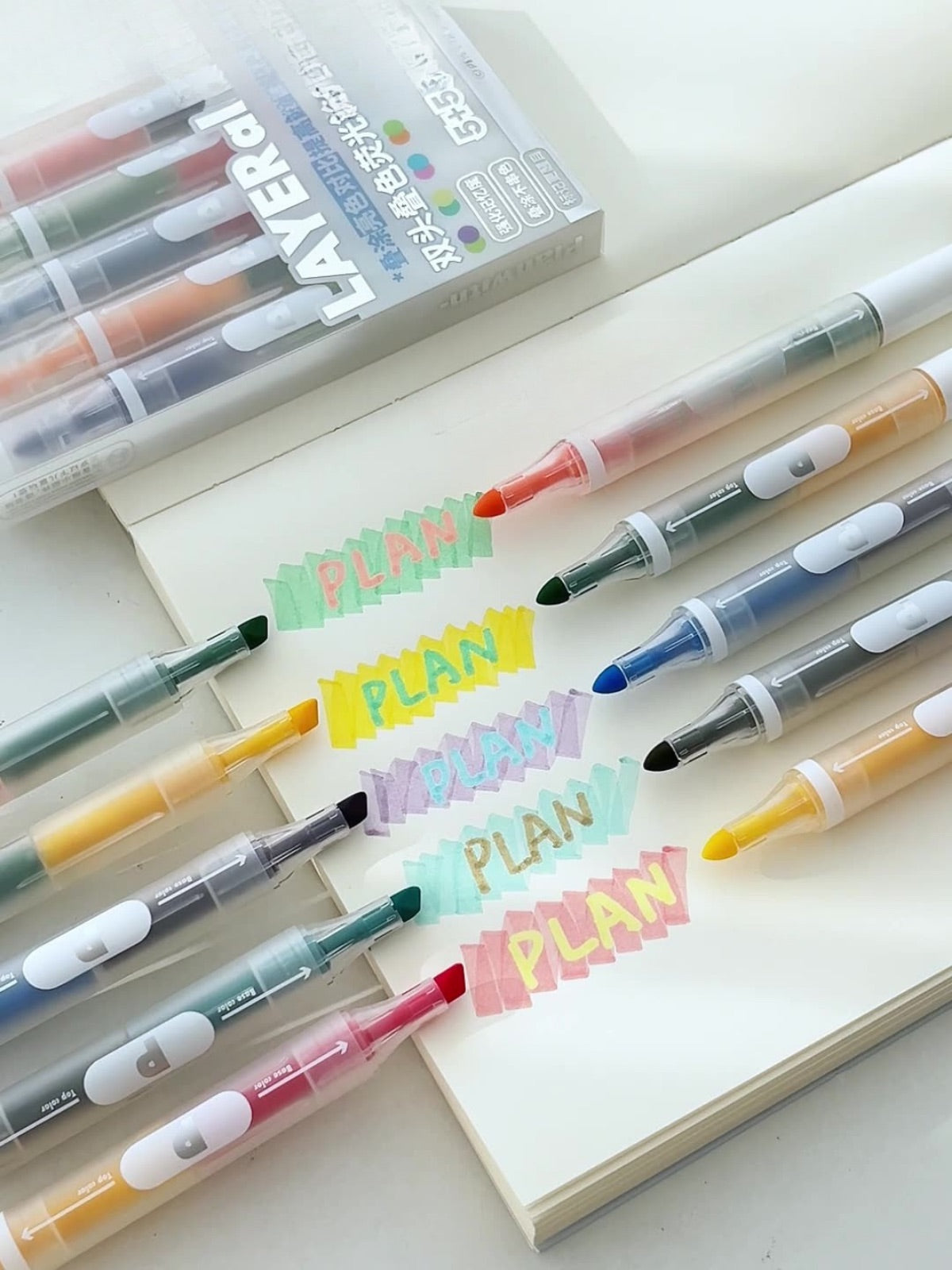 Layerable Dual-Tip Highlighters