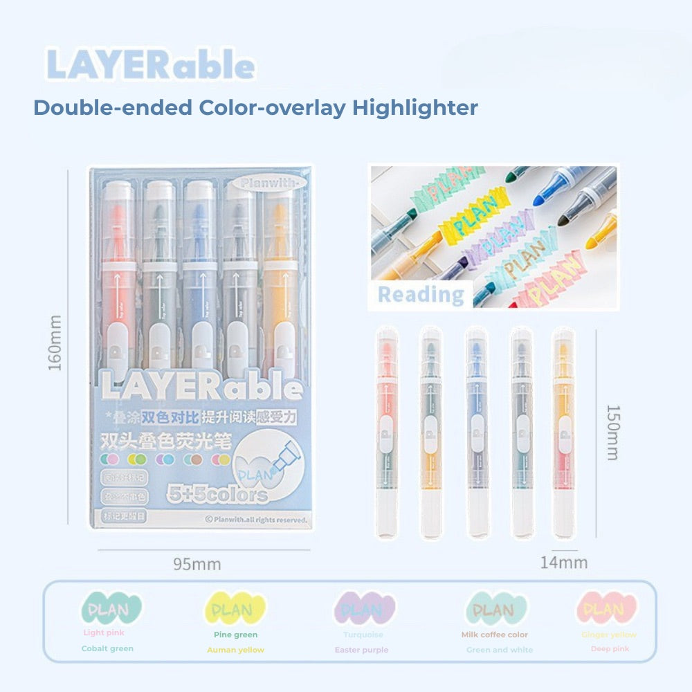 Layerable Dual-Tip Highlighters