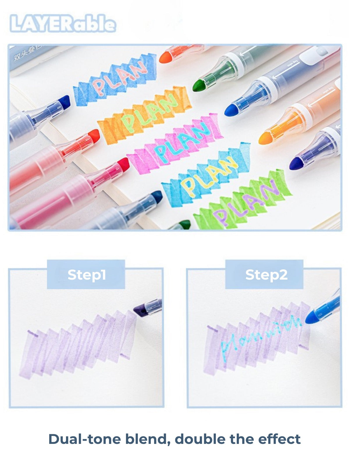 Layerable Dual-Tip Highlighters