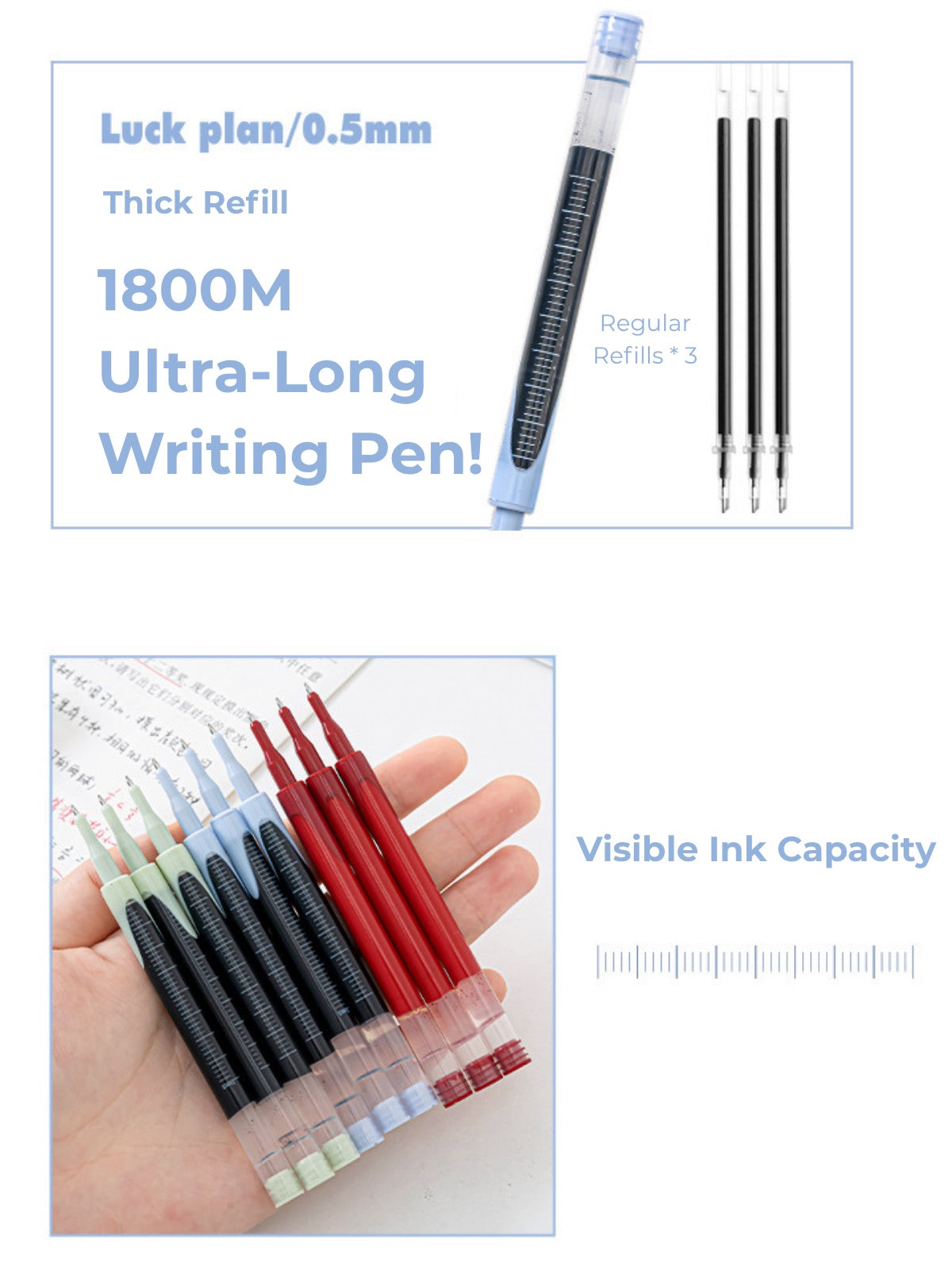 Lucky Clover Mega Ink 0.5mm Gel Pen – Smooth, Long-Lasting Click Pen