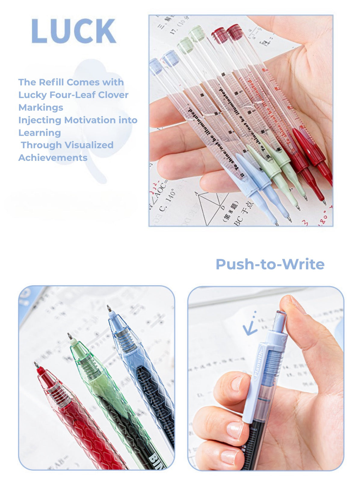 Lucky Clover Mega Ink 0.5mm Gel Pen – Smooth, Long-Lasting Click Pen