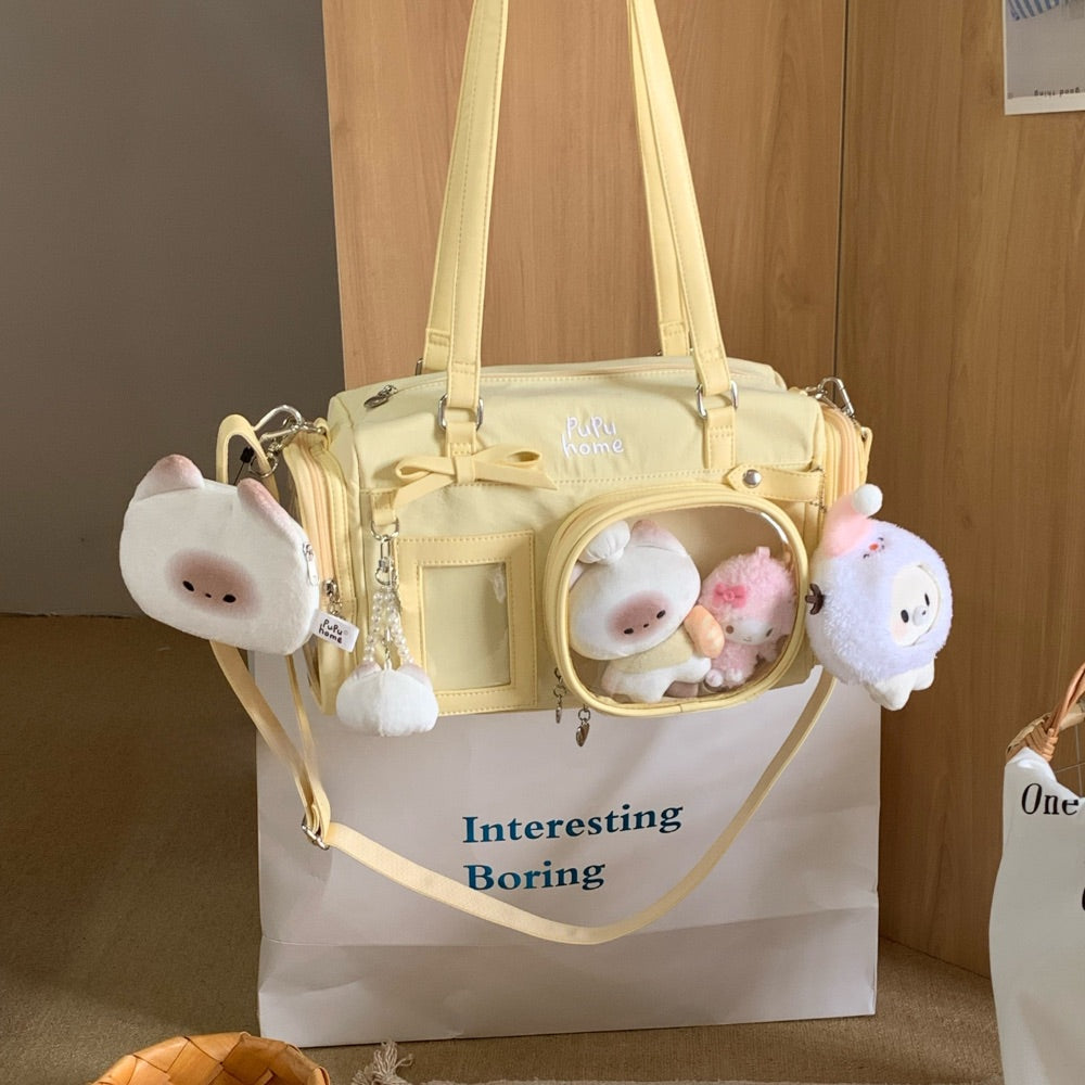 Multi-Compartment Nylon Bow Shoulder/Crossbody Ita Bags