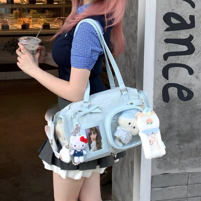 Multi-Compartment Nylon Bow Shoulder/Crossbody Ita Bags