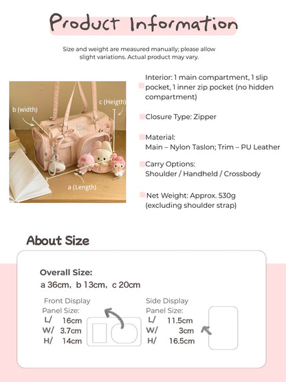 Multi-Compartment Nylon Bow Shoulder/Crossbody Ita Bags