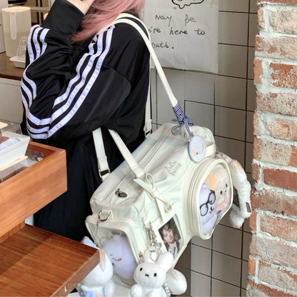 Multi-Compartment Nylon Bow Shoulder/Crossbody Ita Bags