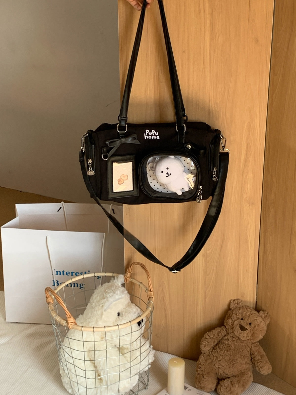 Multi-Compartment Nylon Bow Shoulder/Crossbody Ita Bags