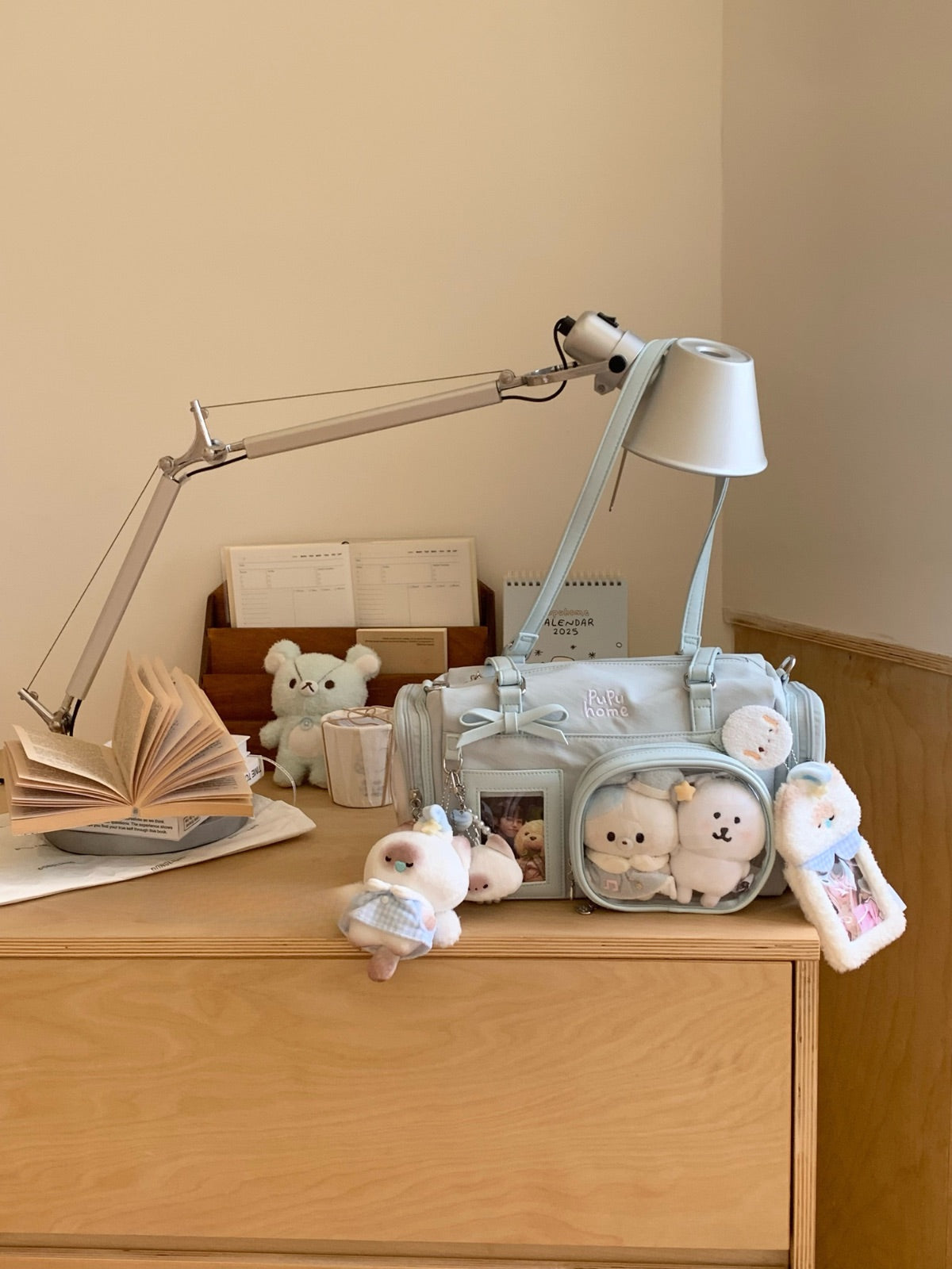 Multi-Compartment Nylon Bow Shoulder/Crossbody Ita Bags