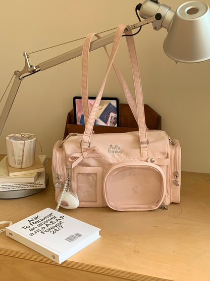 Multi-Compartment Nylon Bow Shoulder/Crossbody Ita Bags