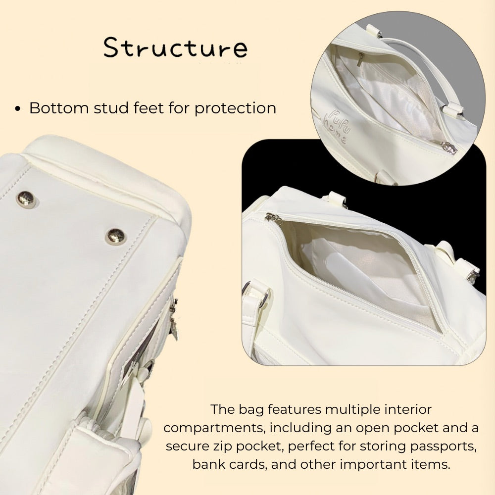 Multi-Compartment Nylon Bow Shoulder/Crossbody Ita Bags