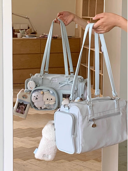 Multi-Compartment Nylon Bow Shoulder/Crossbody Ita Bags