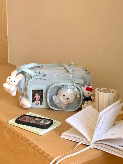 Multi-Compartment Nylon Bow Shoulder/Crossbody Ita Bags