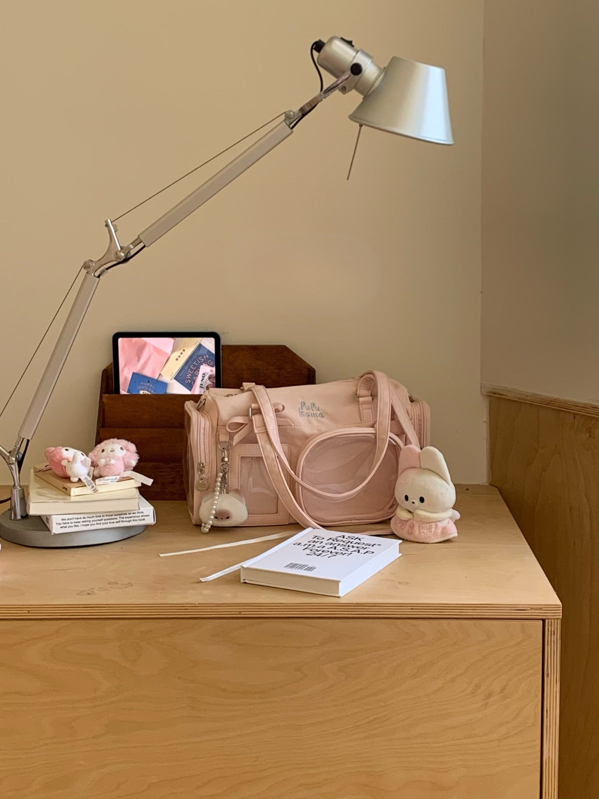 Multi-Compartment Nylon Bow Shoulder/Crossbody Ita Bags