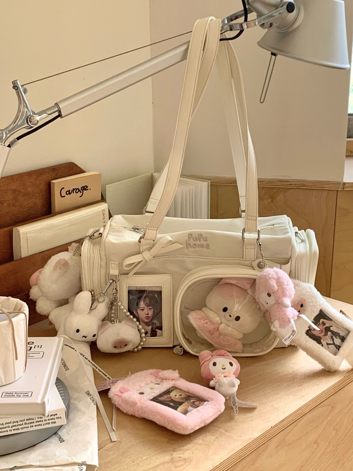 Multi-Compartment Nylon Bow Shoulder/Crossbody Ita Bags