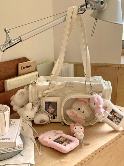 Multi-Compartment Nylon Bow Shoulder/Crossbody Ita Bags