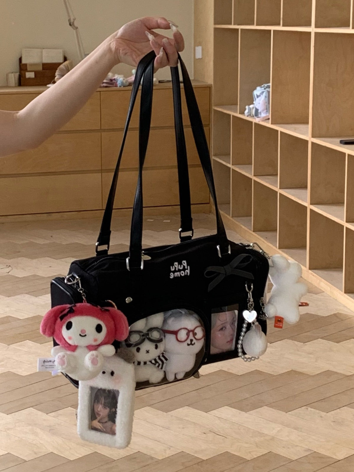 Multi-Compartment Nylon Bow Shoulder/Crossbody Ita Bags