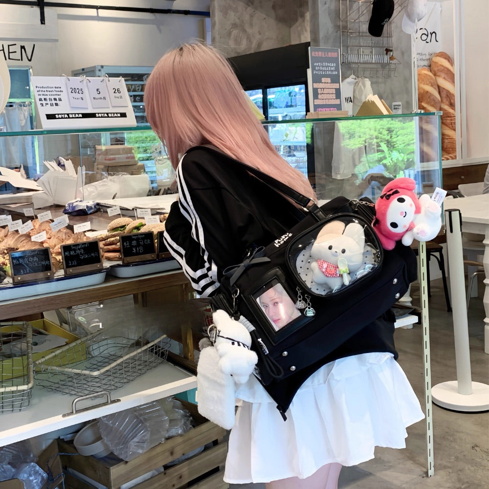 Multi-Compartment Nylon Bow Shoulder/Crossbody Ita Bags