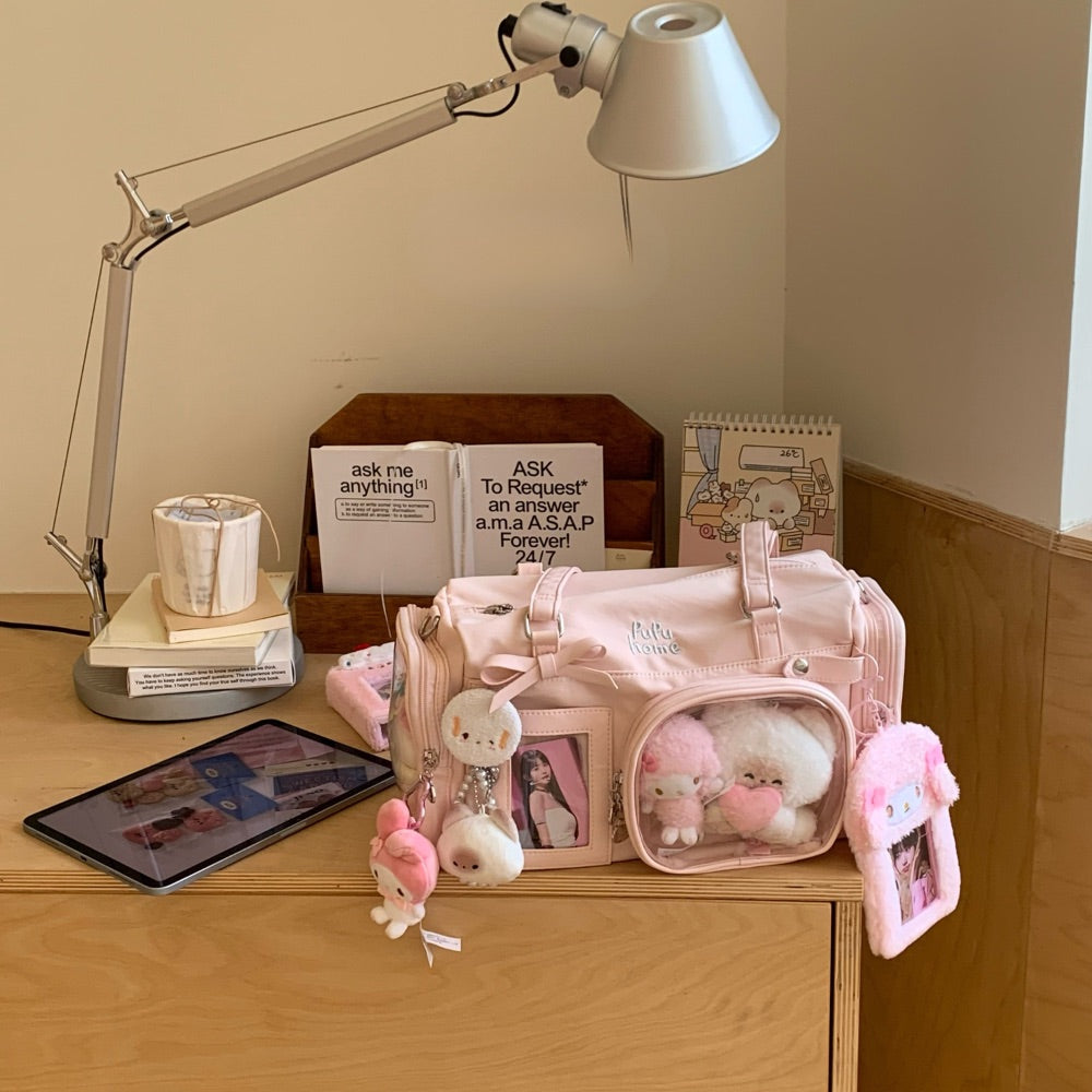 Multi-Compartment Nylon Bow Shoulder/Crossbody Ita Bags