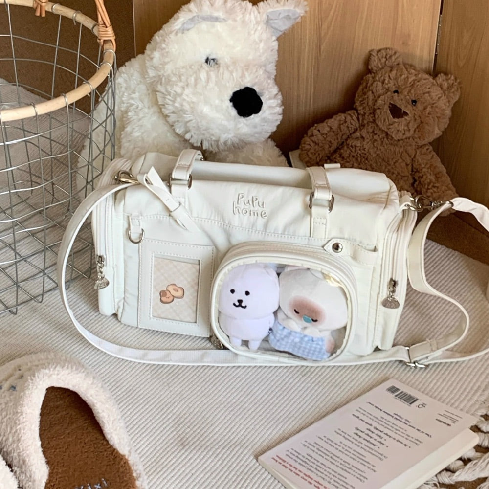 Multi-Compartment Nylon Bow Shoulder/Crossbody Ita Bags